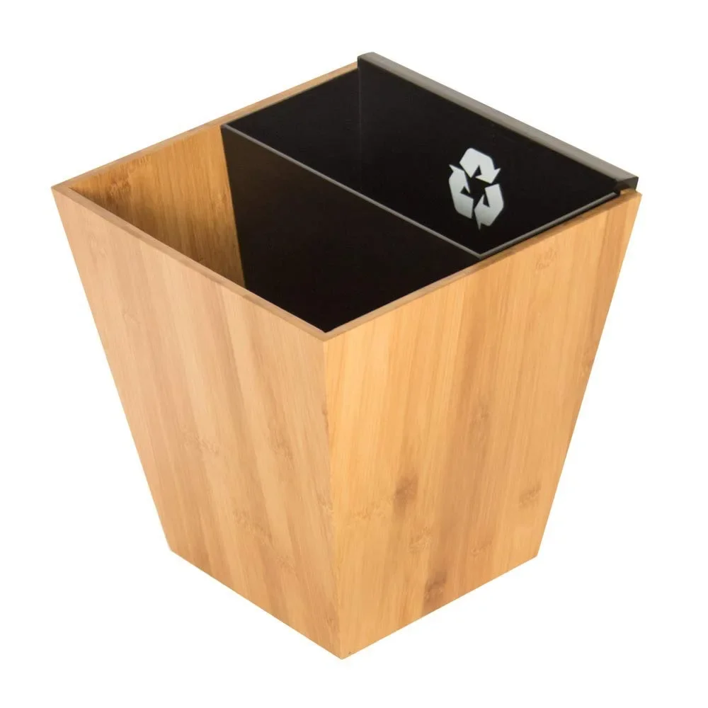 Dual Divided Trash Can with Removable Inner Bin for Separating Trash from Recycling. Great for Home Offices, Desks