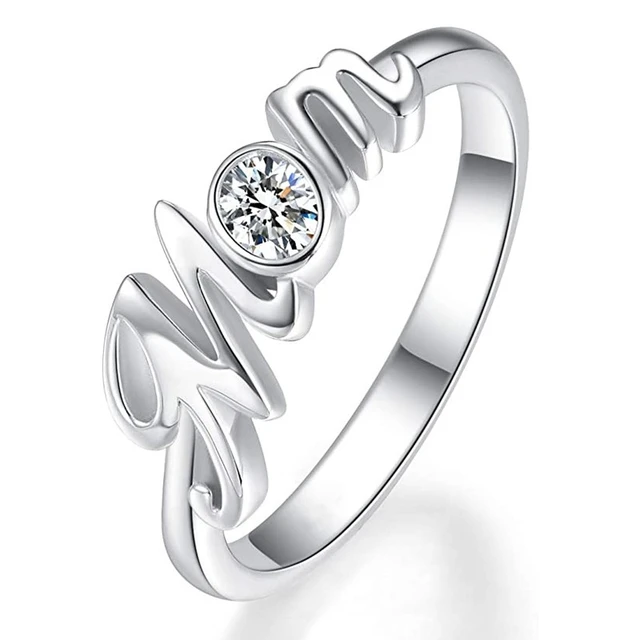 Huitan Mom Rings for Mother s Day Silver Color Fashion Contracted Women Rings Anniversary Birthday Love Gift Statement Jewelry AliExpress