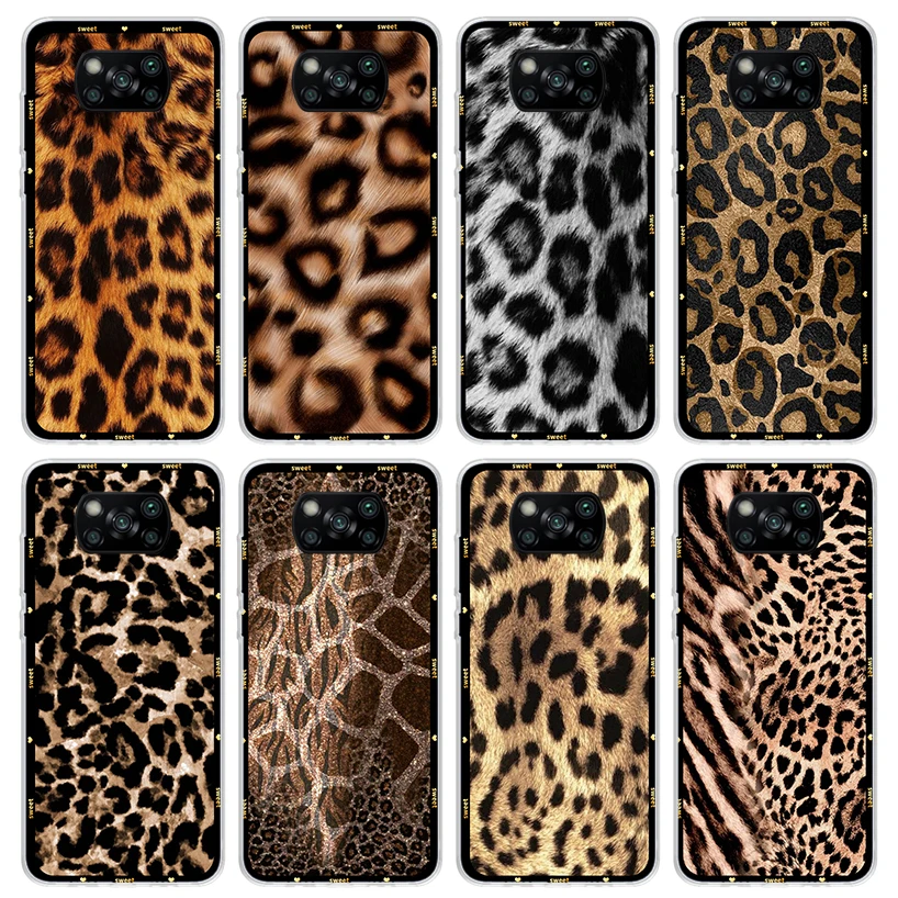 Animal Leopard Print Phone Case For Xiaomi Poco X5 X4 X3 Nfc M5S M4 M3 M2 F5 Pro F4 Gt F3 F2 F1 Silicone Shell Print Fundas