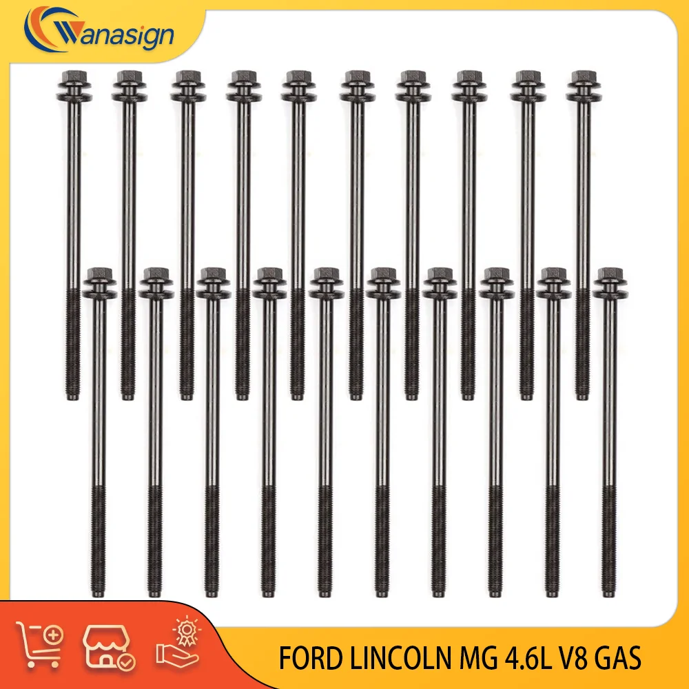 AUTO Engine Cylinder Head Bolts Set For FORD LINCOLN MG CROWN VICTORIA EXPLORER F-150 MUSTANG TOWN MG ZT 260 1998-2024 4.6L GAS