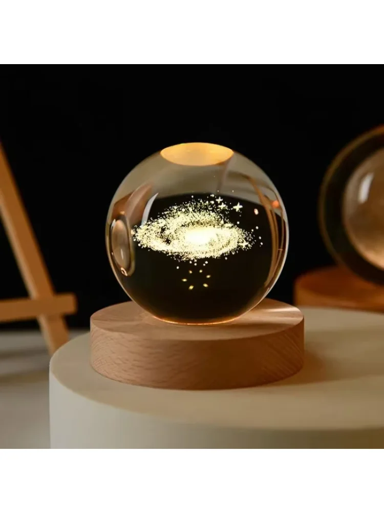 6cm Crystal Ball Decoration Astronomy Solar System Planets Moon Astronaut LED Balls Home Snow Glass Globe Decorations view 2