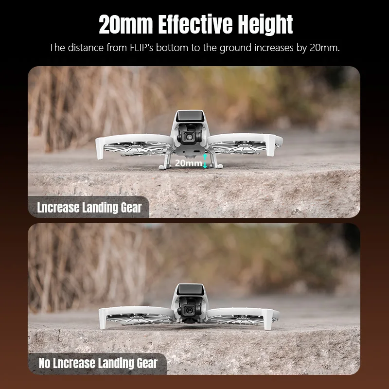 معدات الهبوط STARTRC LED لملحقات الطائرة بدون طيار DJI Flip معدات الهبوط القابلة للطي مع أضواء LED الفلاش