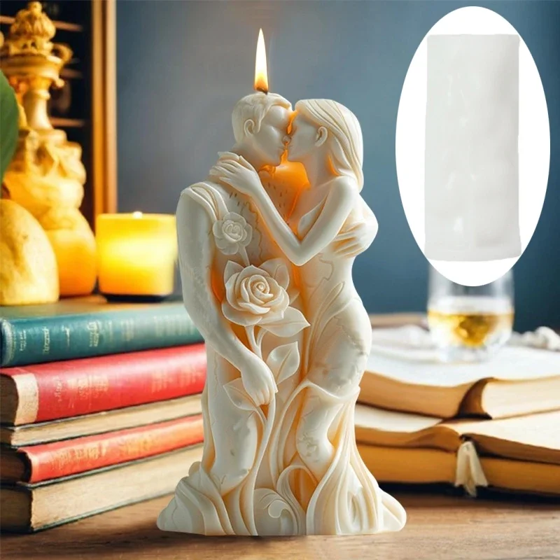 3D Rose Couple Candle Silicone Mold Men Women Embrace Couple Embrace Candle Mould Wedding Decor Valentine\'s Day Gift Resin molds