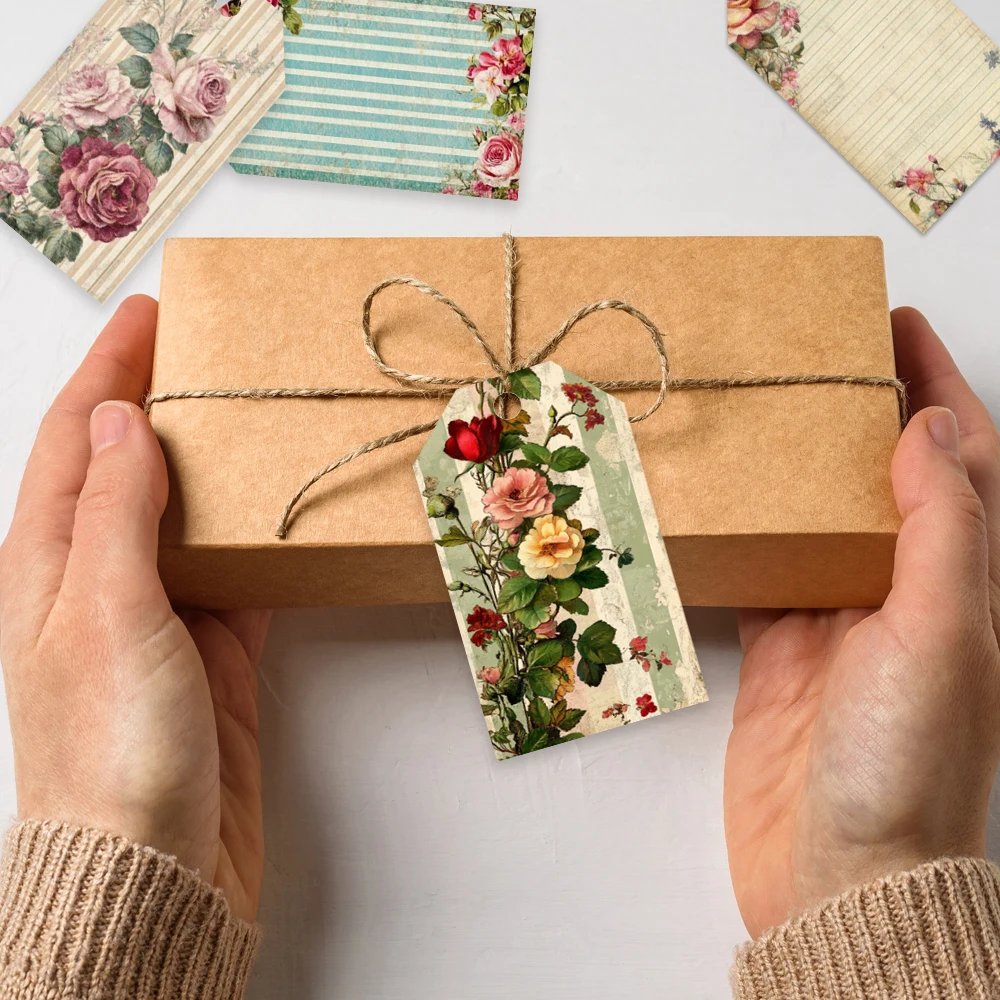 40 шт. пустые цветочные бирки, подвесные бирки, для подарков, свадеб, свадебных душ, дней рождения, открыток для сообщений, включает джутовый шпагат.