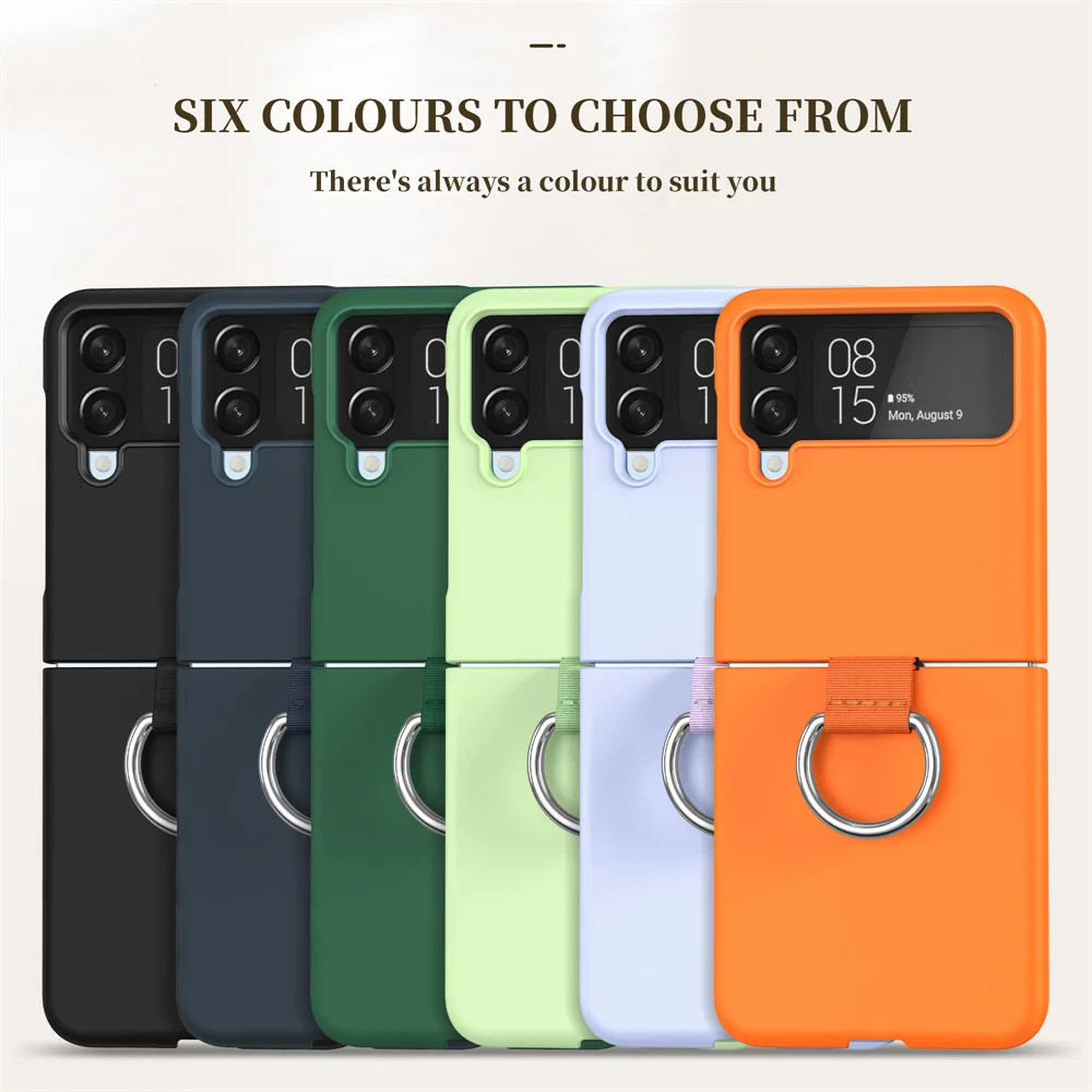 Luxury Matte PC Armor Finger Ring Grip Case For Samsung Galaxy Z Flip 7 ZFlip 6 5 4 3 Zflip6  Zflip5 Zflip4 Zflip3 Candy Funda