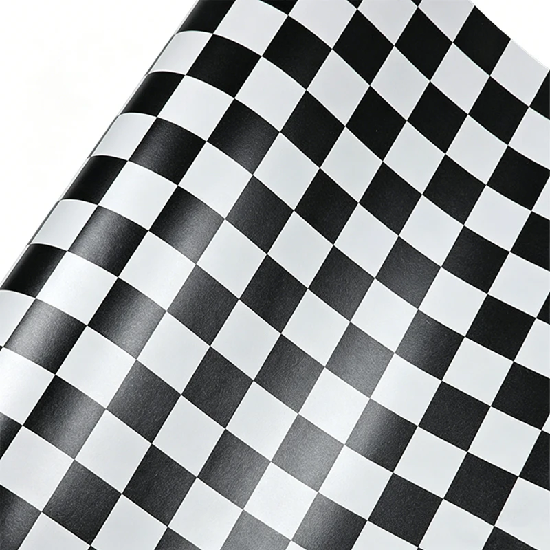 Matte Glossy Racing Sport Black White Checkered Flag Sticker Vinyl Film Adhesive Car Bike Motorcycle Decal Camo Car Wrap Foil