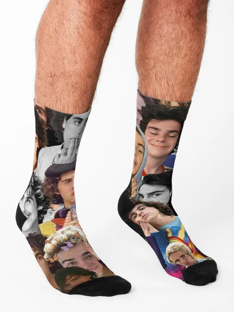 Chaussettes courtes Jack Dylan Grazer pour hommes et femmes, bas de Noël, collage de photos, course, hip-hop