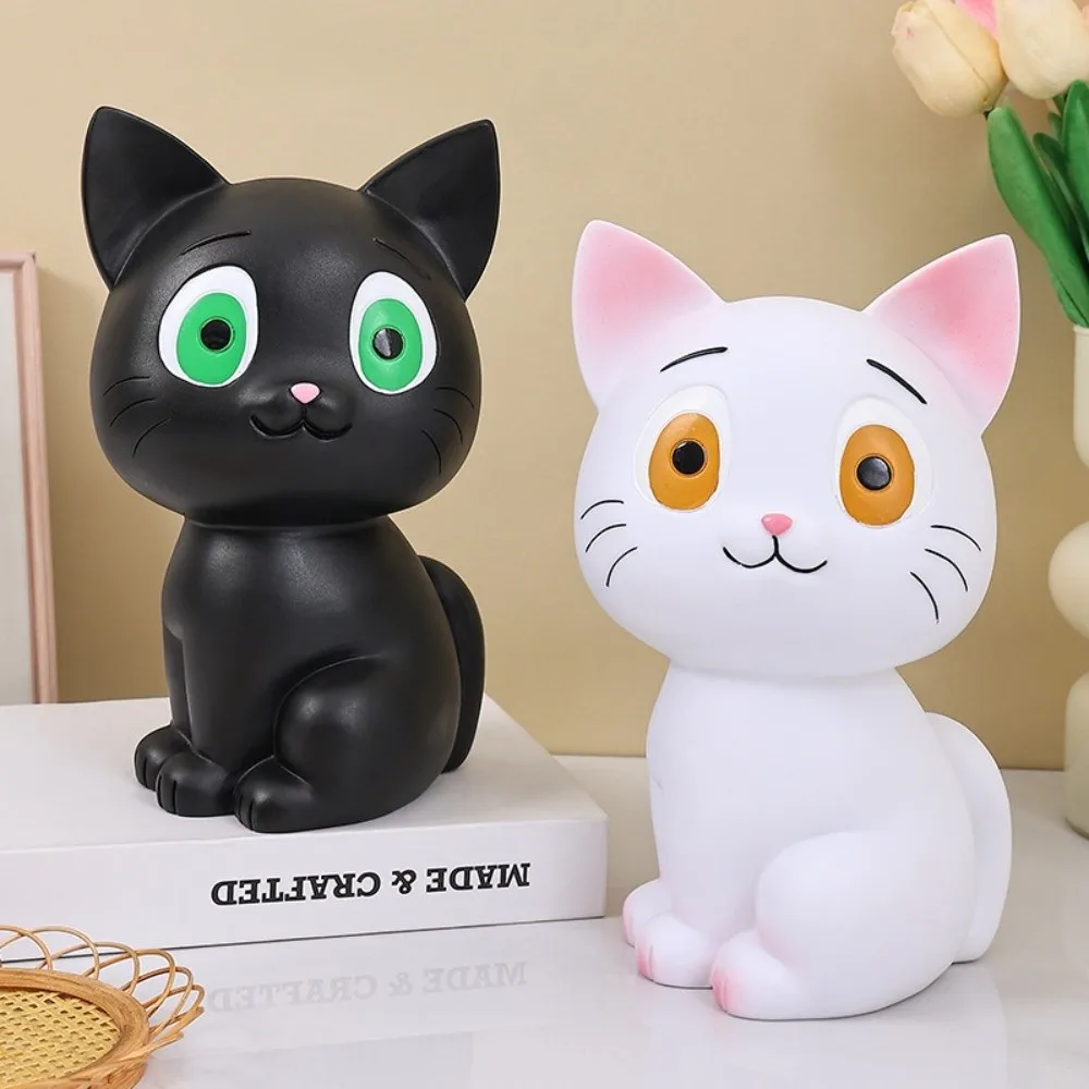 Tirelire Anti-chute pour chat noir, réservoir d'épargne, grande capacité, tirelire pour chat de dessin animé, modèle décoratif, modèle de chat