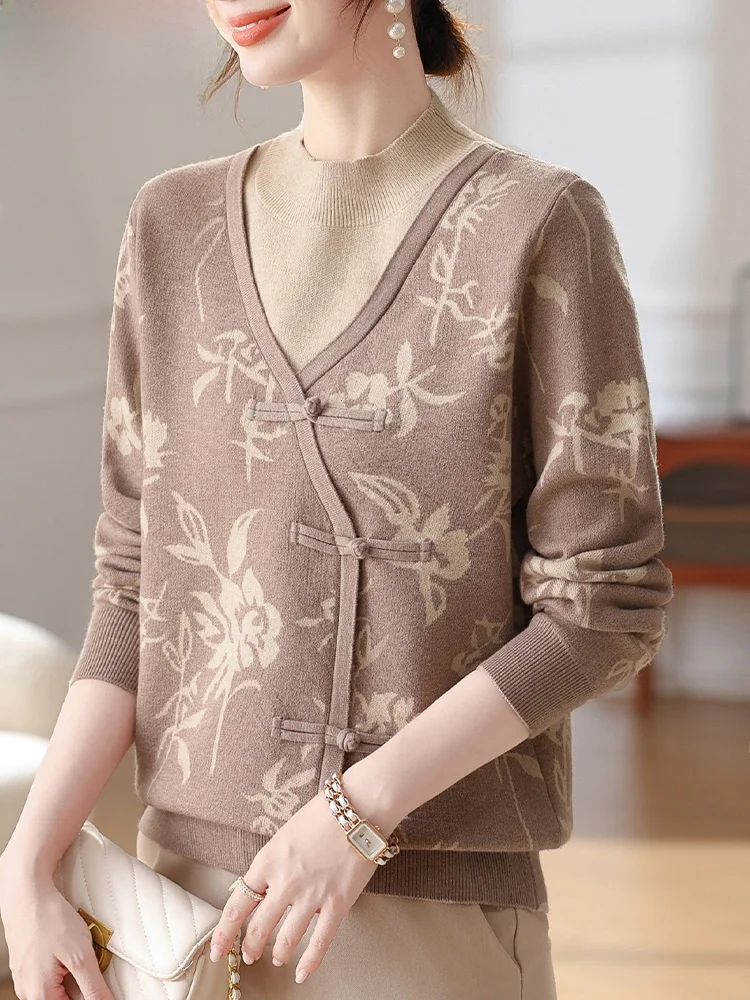 

Faionable Knitted Base Layer Top for orter Mothers Autumn Wear 2024 New Sle Medium Aged Women's Clothing Spring Autumn ...