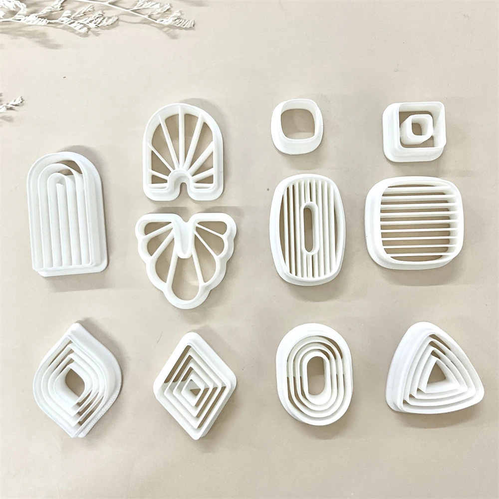 Multilevel Line Design Polymer Clay Mold Geometry Empty Soft Pottery Cutter DIY Handmade Earring Jewelry Cutting Mould Tools