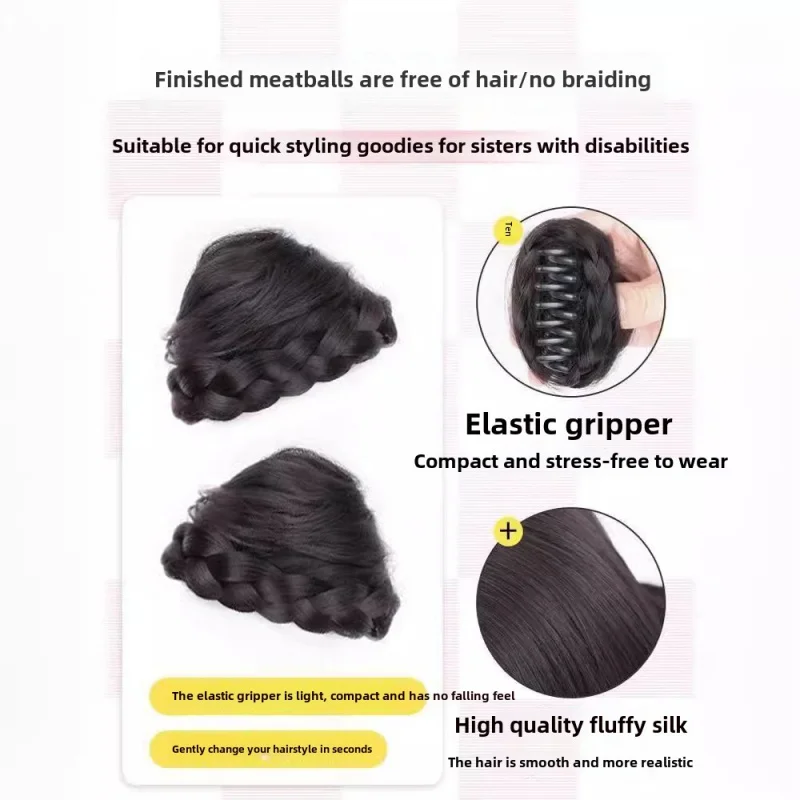 猫耳ウィッグ爪クリップおだんごヘアピースかわいいダブルおだんごヘアアクセサリーアップヘアフラワーおだんご合成かつら