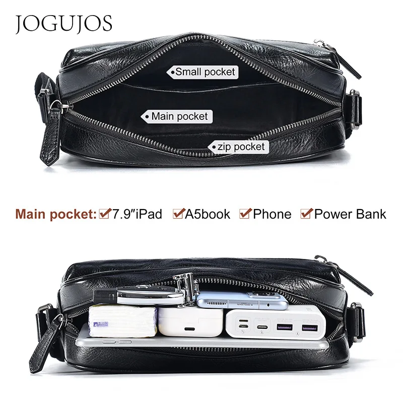 2026 New Real-Leather Men's Bag Messenger crossbody Bag Street Fashion Retro Clutch Skeleton-Skin Small Square Bag Leather Shou view 4