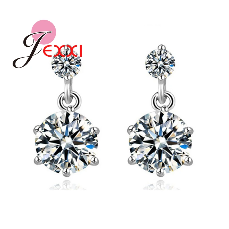 

New Arrivals Classic Shiny Crystals Earrings For Women Girls Party Real 925 Sterling Silver Earring Fashion Accessories
