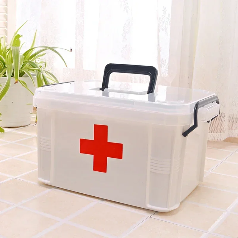 Boîte de rangement portable en plastique durable, étui à médicaments pour la maison, trousse de premiers soins pour pilules de soins de santé à utiliser