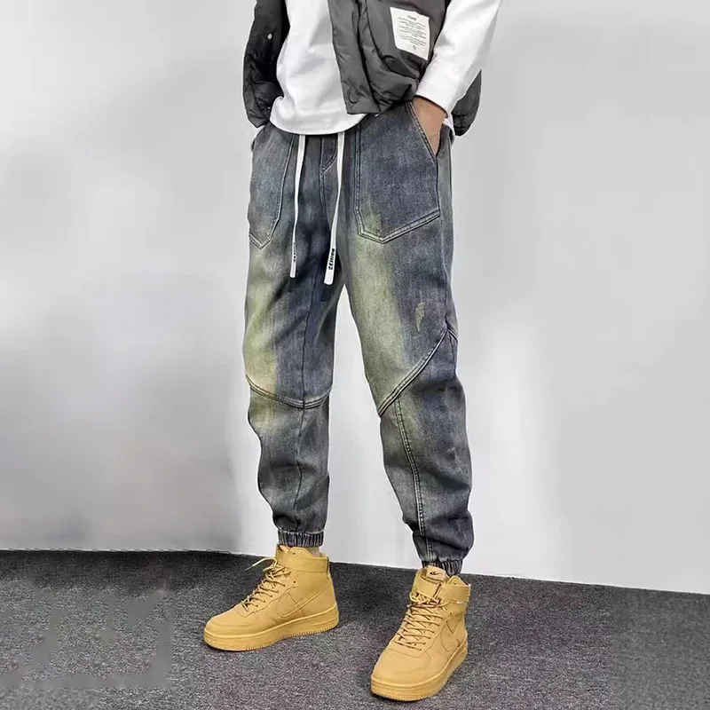 

2025 Spring Summer Casual Tight Legs Cowboy Pants Korean Edition Vintage Blue Jeans Men'S Baggy Jeans