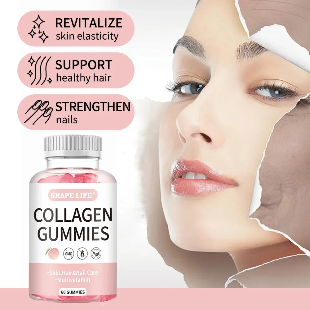 

1 bottle 60 capsules Collagen Gummies supplement Glutathione Whitening Skin Care Anti-Aging Vitamin Fruit Flavor Fudge