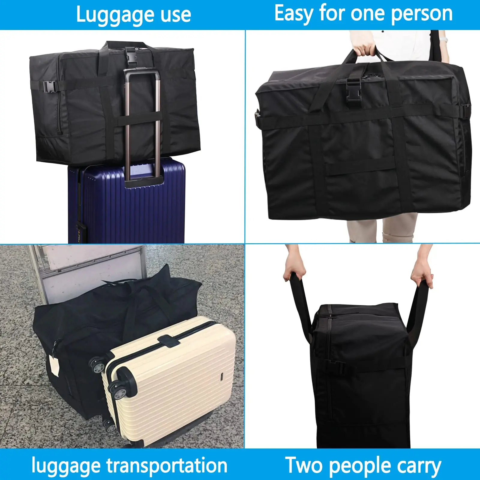 Große Faltbare Wasserdichte Reisetasche Langlebige Handgepäcktasche Platzsparendes Design für Gepolsterte Koffer – Detail 2