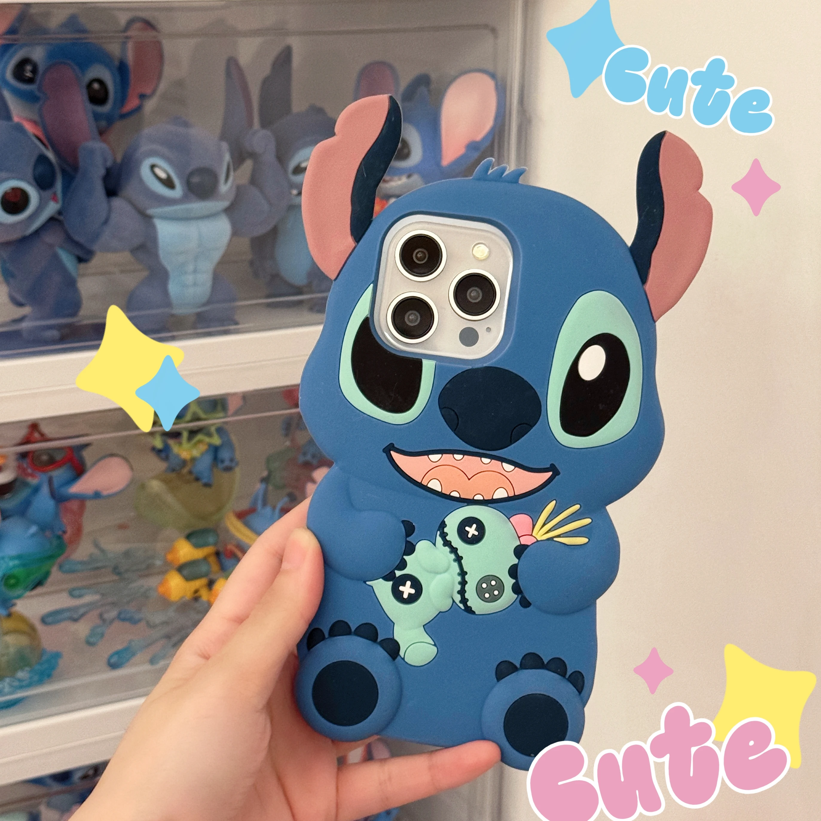 

Disney Popular Animated Characters Stitch 3D Phone Case For iPhone 12 13 14 15 16 Pro Max Soft Silicone Anti-drop Protect Cover