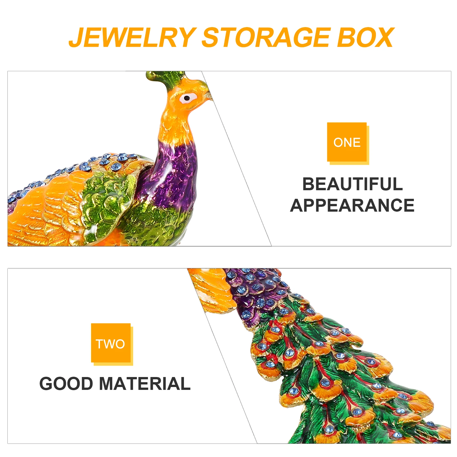 

Peacock Jewelry Box Alloy Trinket Storage ganizer Vintage Travel Ring Case Earrings Necklace Holder Dustproof Display Solution