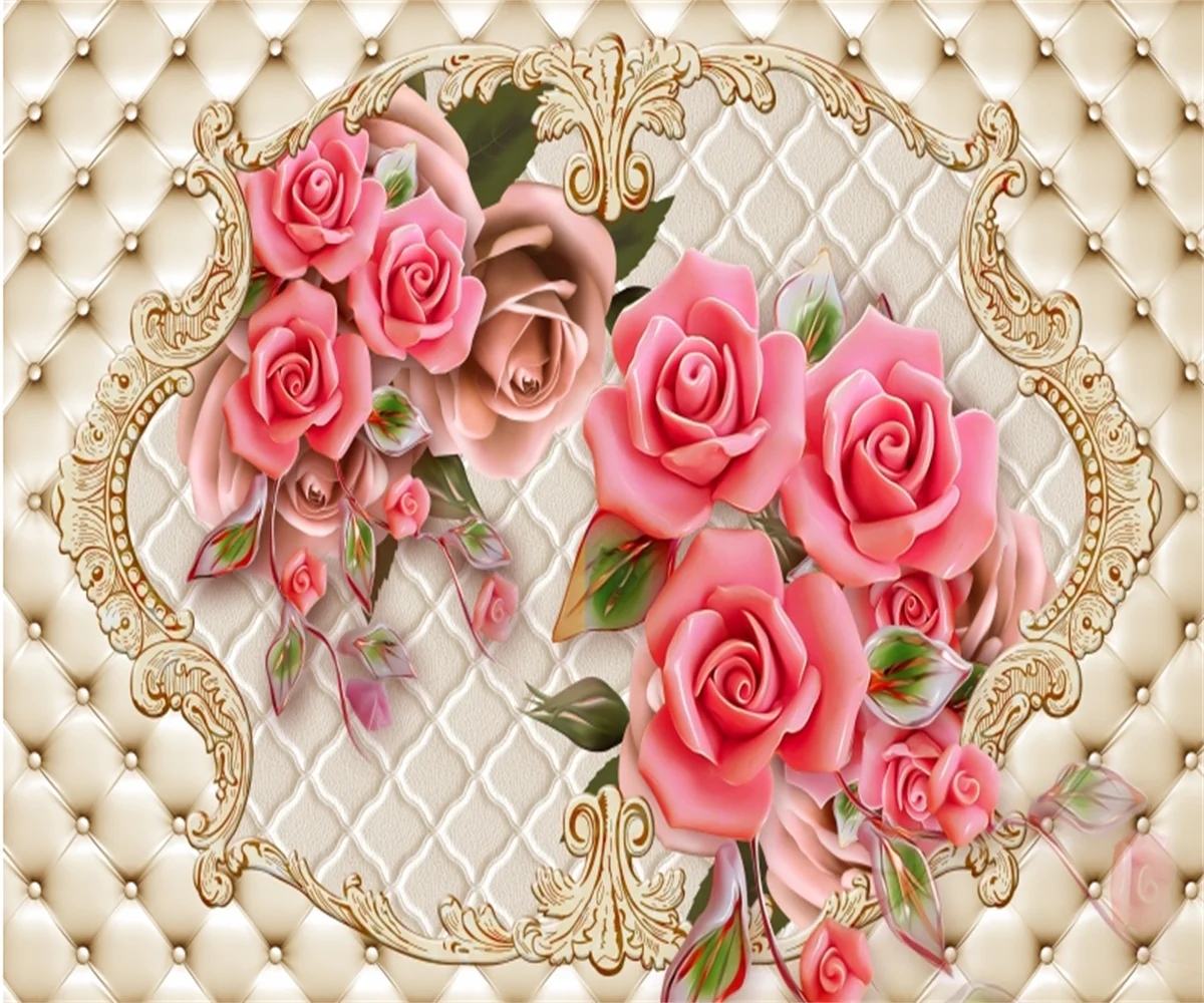 Custom Photo Wall Paper 3D butterfly leaf Soft bag rose Painting Living Room TV Backdrop wallpapers home decor