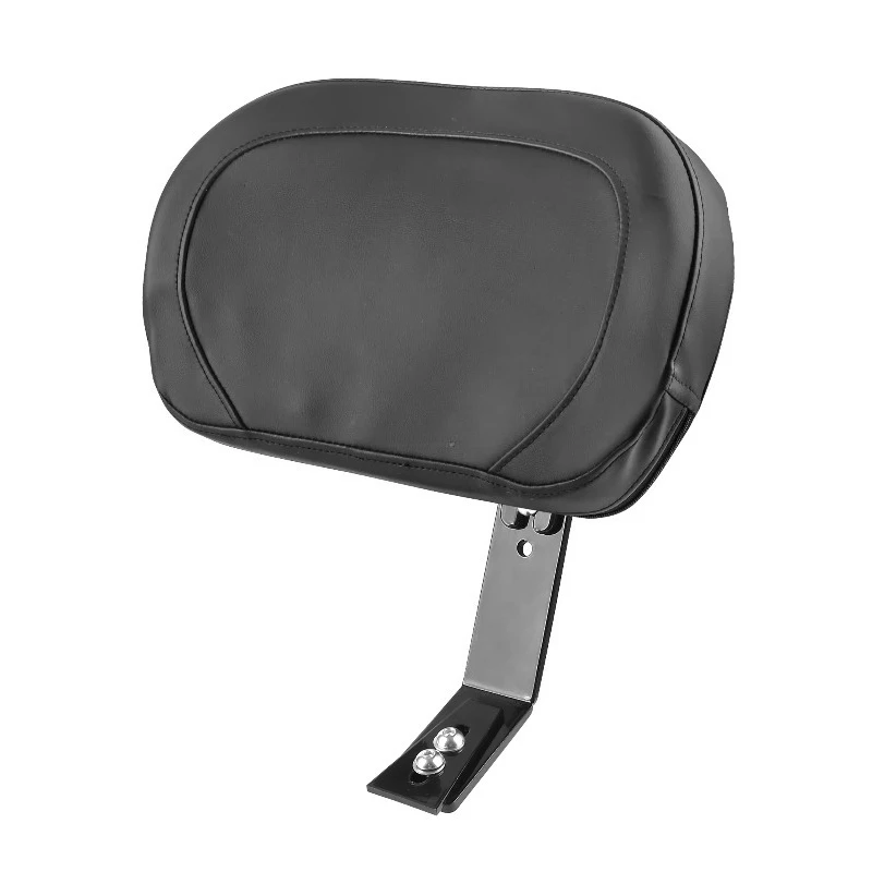 Adjustable driver's seat back mounting kit for motorcycles with storage pocket