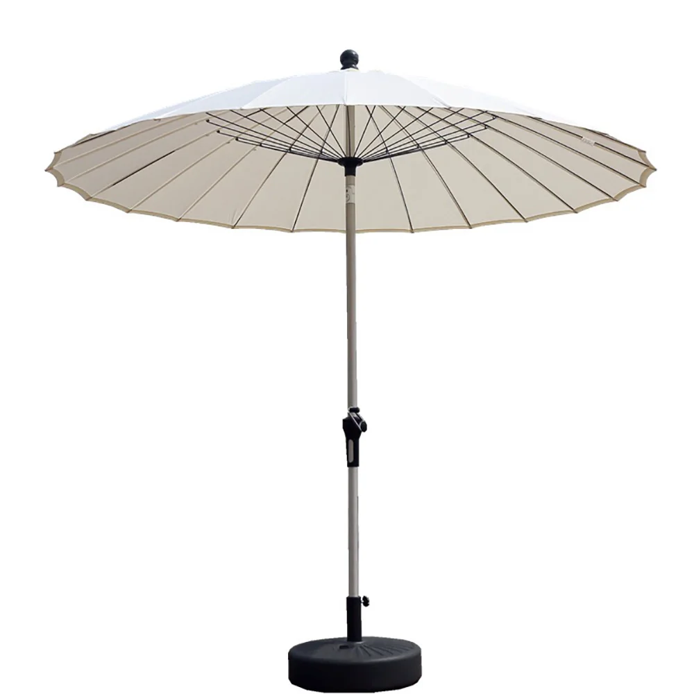 Parasol ogrodowy komercyjny na zewnątrz, biały parasol ślubny z podstawą na małe balkony, patio, parki.