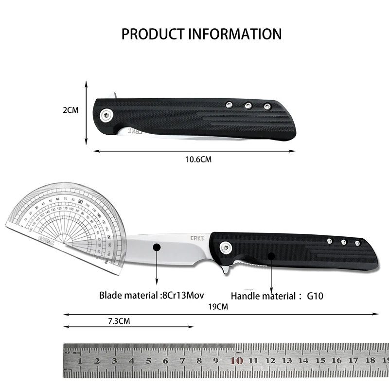 CR.KT3801 Outdoor Fishing Cutting Rescue Fruit Knife G10 Handle Rescue Survival Defense EDC Pocket Knife