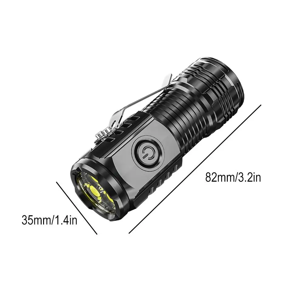 Mini Portable Outdoor Flashlight LED Flashlights High Lumens Three Eyed Rechargeable Lighting Long-Range For Outdoor