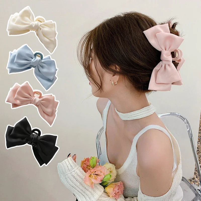 Fashion Large Bowknot Hair Claw Elegant Hair Clip Large Bows Ponytail Barrette for Women Girls Hairs Accessories Headwear