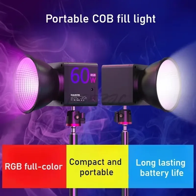 60W Outdoor Handheld Portable LED Stage Lighting COB RGB Video Professional Photography RGB Fill Light