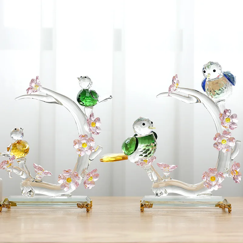 Solid Color Glass Bird Parrot Simulation Animal Ornaments Hotel TV Cabinet Wine Cabinet Soft Decoration