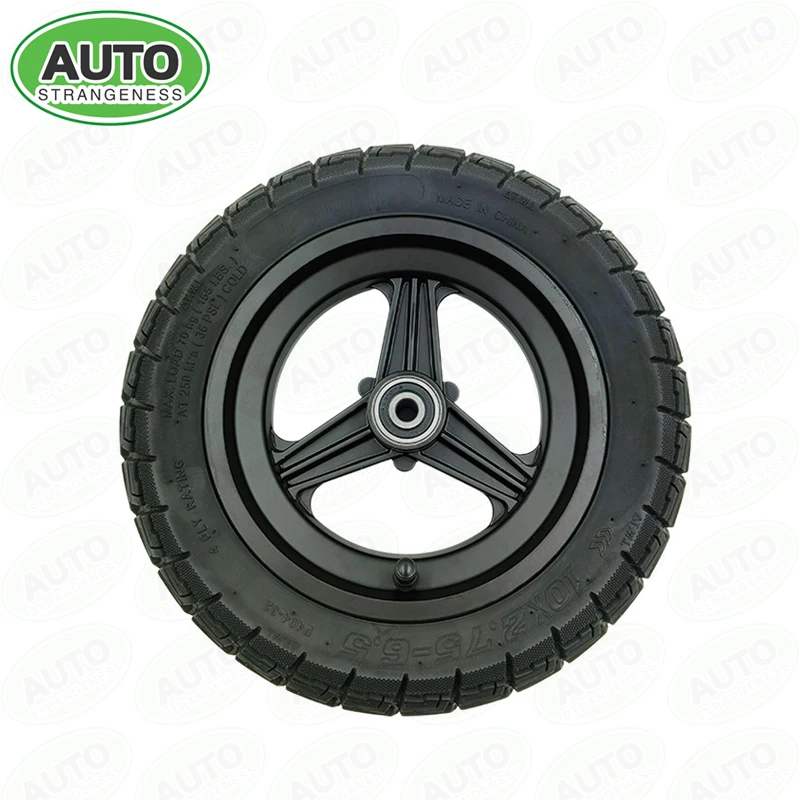 10x2.75-6.5 Front Wheel Assembly with Thick Pneumatic Tire, Aluminum Alloy Rim, Replacement for Electric Scooter