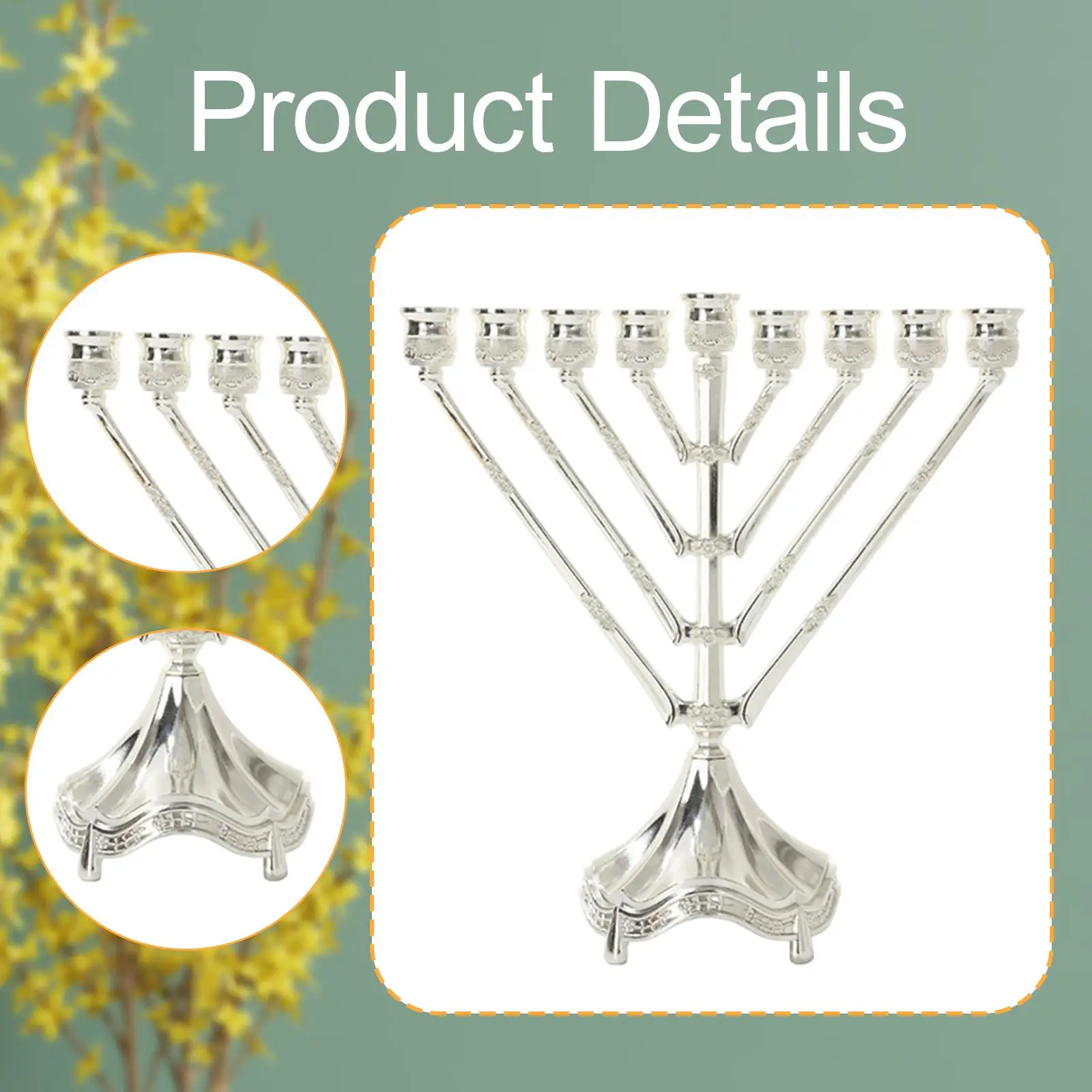 Nine Branch Hanukkah Menorah Candle Holder Classic Table Centerpiece Zinc Alloy Ornament for Jewish Holiday Display Nine Branch Hanukkah Menorah Candle Holder Classic Table Centerpiece Zinc Alloy Ornament for Jewish Holiday Display