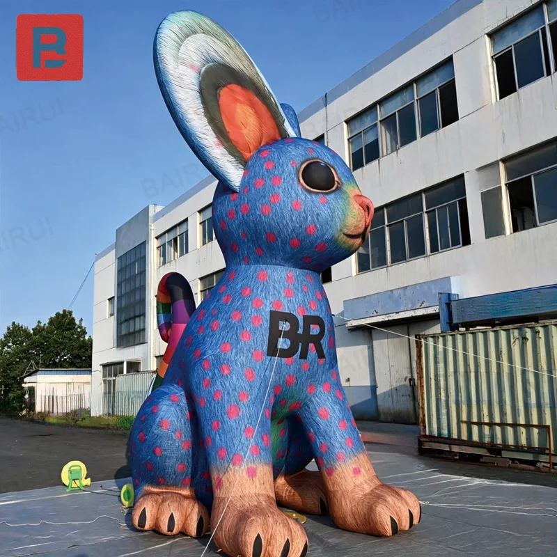 Inflatable cartoon rabbit with blower, promotional inflatable product for brand events and advertising