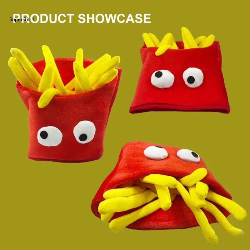 French Fries Headgear Perfect for Halloween Parties Prank Costume Accessories Photo Props J78E