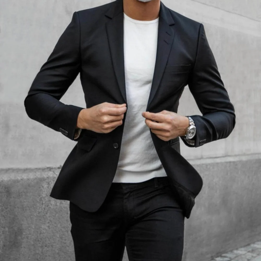 بدلة زفاف رجال الأعمال عالية الجودة 2 قطعة عادية الشق التلبيب السترة السراويل مجموعة أزياء Banque وسيم