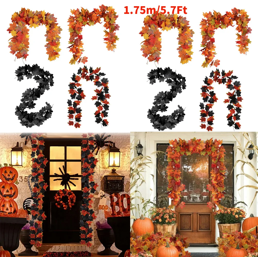 5.7FT Hanging Vines Maple Leaf Fake Autumn Leaves Garland Autumn Garland Wedding Thanksgiving Dinner Party Fireplace Decor