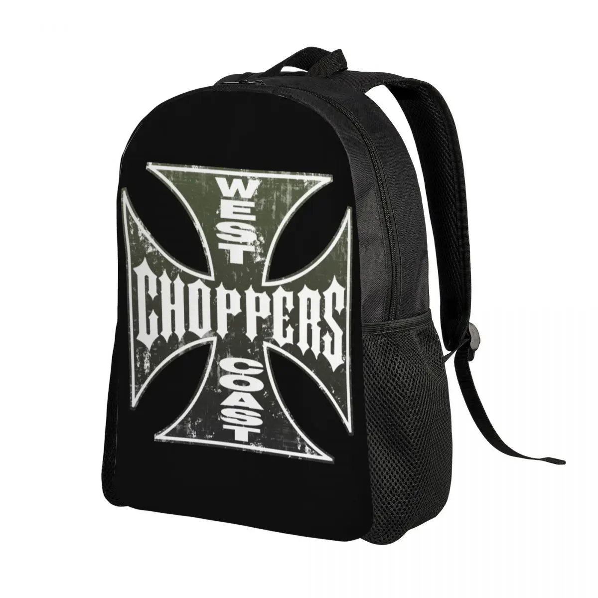 West Coast Iron Cross Choppers Travel Backpack Women Men School Laptop Bookbag College Student Daypack Bags