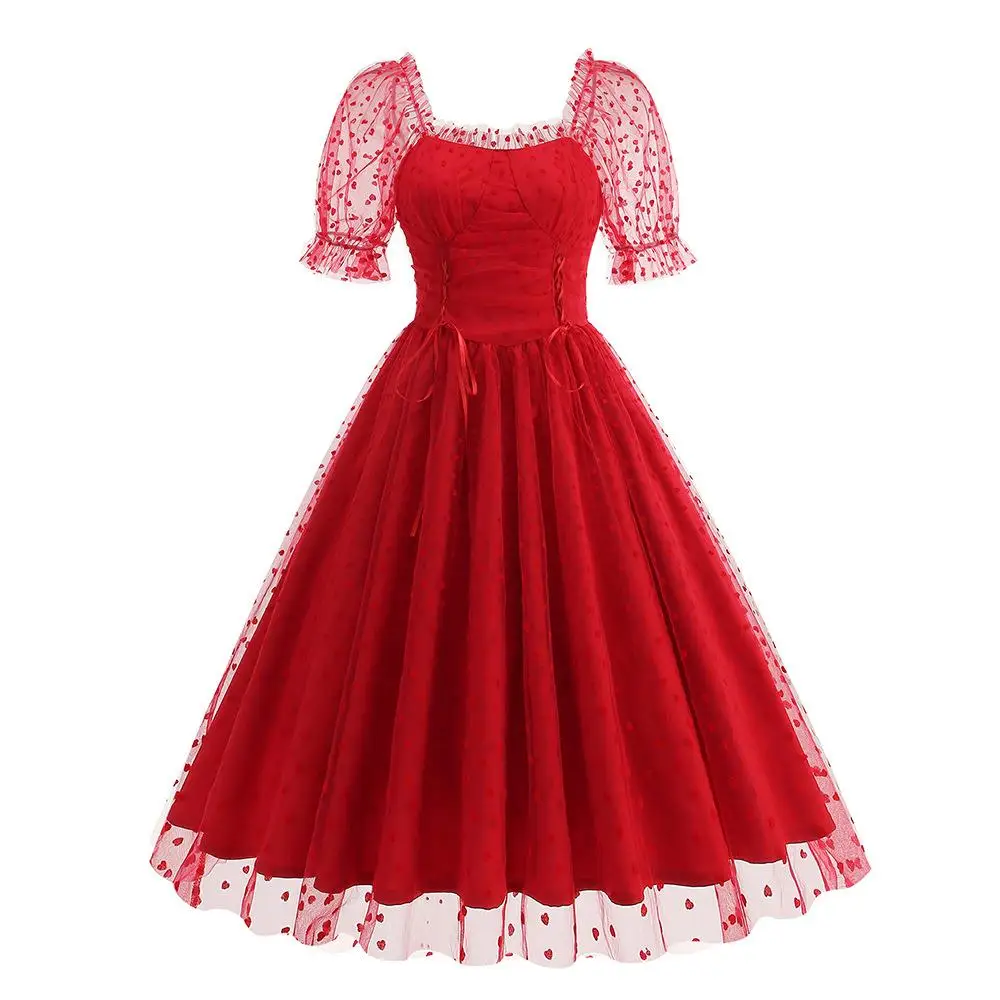 

Женское платье Princ Sle из полиэстеровой ткани с пышными рукавами и средней талией, специальное предложение ко Дню святого Валентина, для деловых встреч