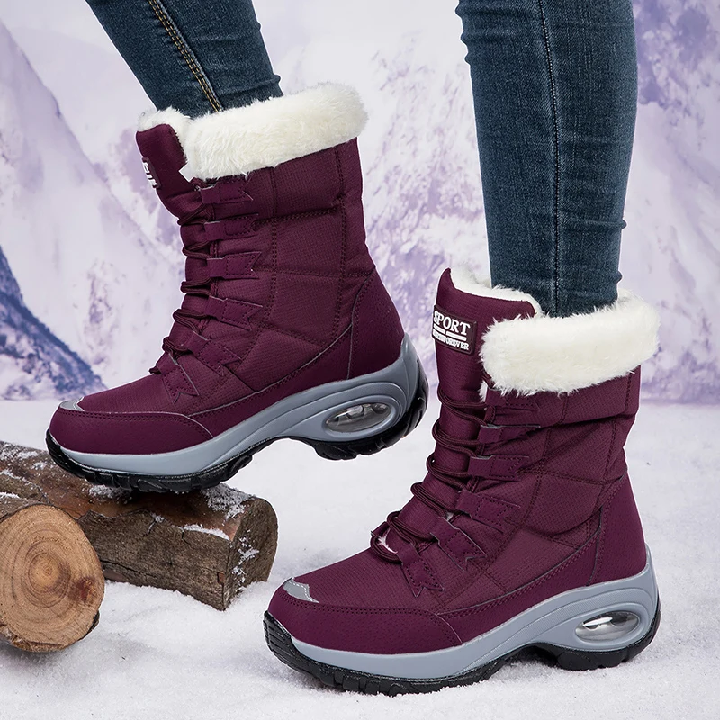 Shoes Woman Thick Bottom Winter Winter High Quality Boots Platform Anti Slip Snow Boots Luxury Warm Winter Casual Cotton Shoes