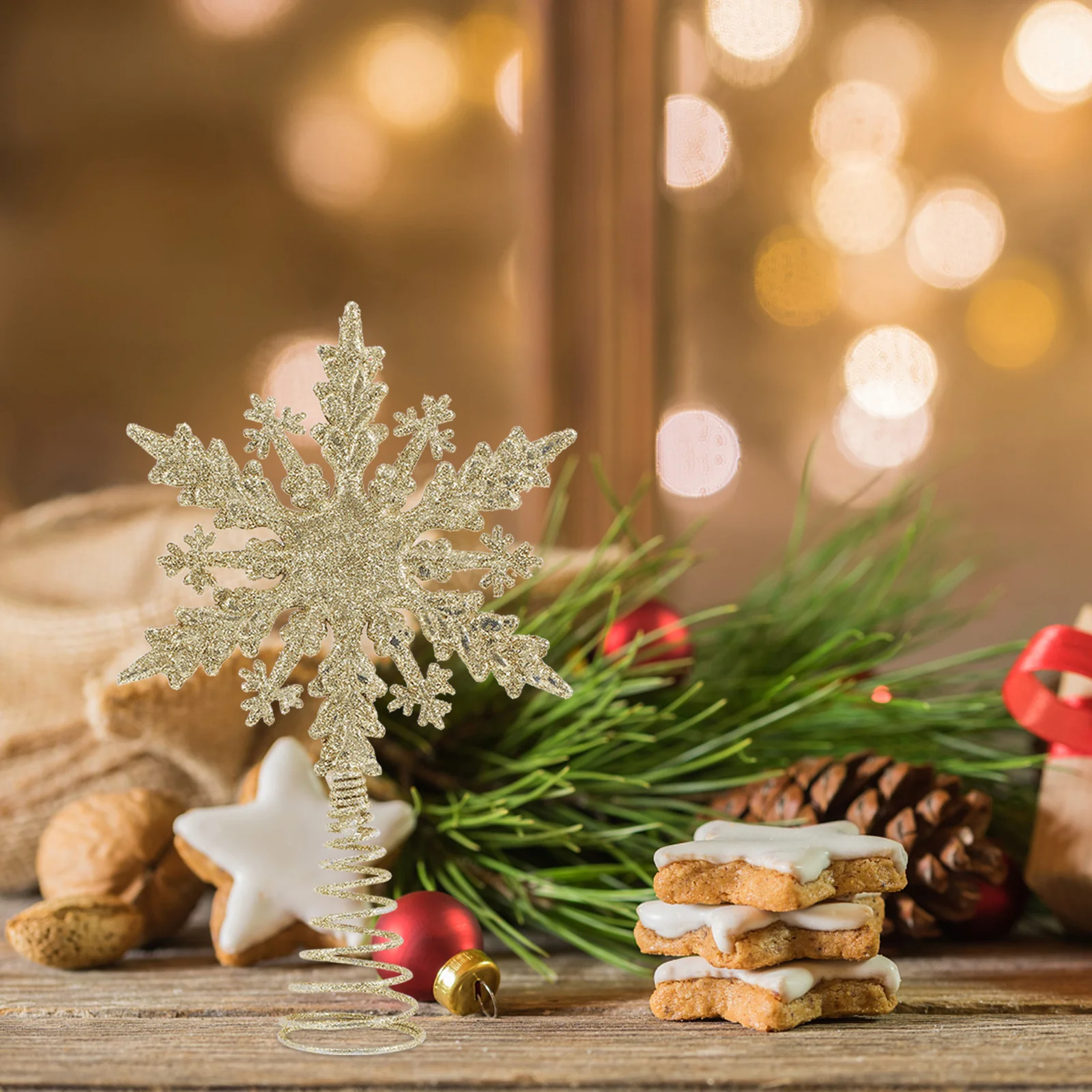 

Tree Topper Star Ornament Sparkling Silver Powder Christmas Decoration Vintage Home Decor Xmas Tree Holiday Party Decor