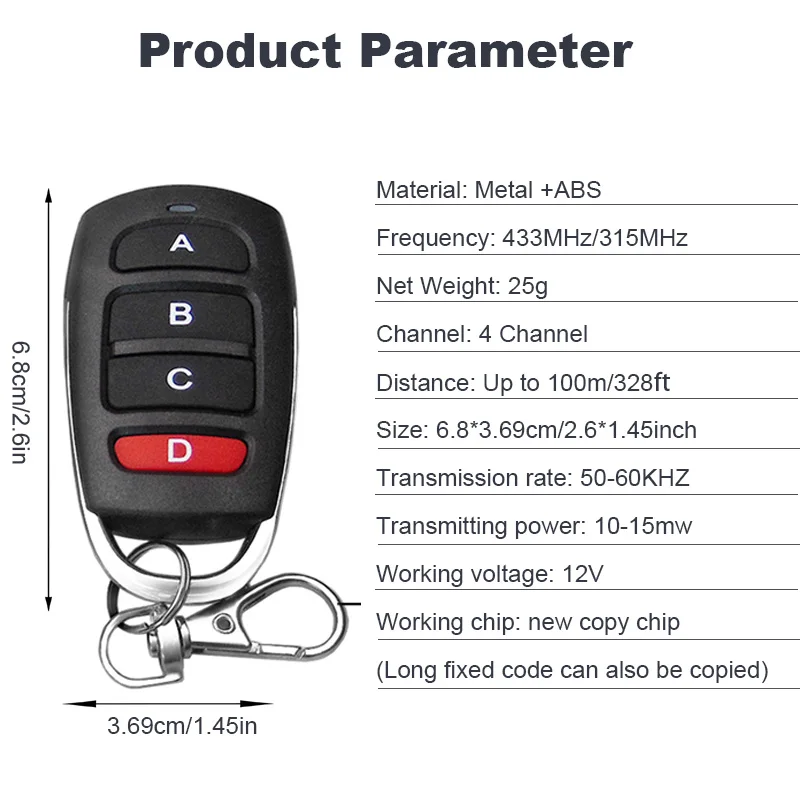 Multi-frequency Wireless Copy Remote Control Garage Door Copying Remote Control Electronic Access Control Rolling Garage