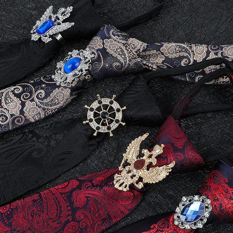 Vintage Knight Business Shirt Tie Buckle Collar Clip Tie Hoop Rudder Eagle Tie Hoop Crystal Rhinestone Jewelry Men Accessories