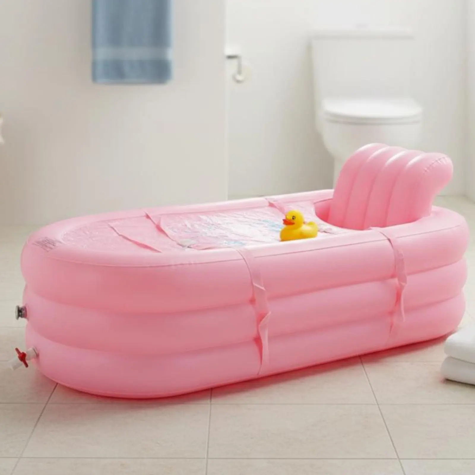 

Foldable Bathing Basin Heat Retaining Inflatable Bathtub Inflate Bath Thickened Material Bathroom Fixture With Backrest