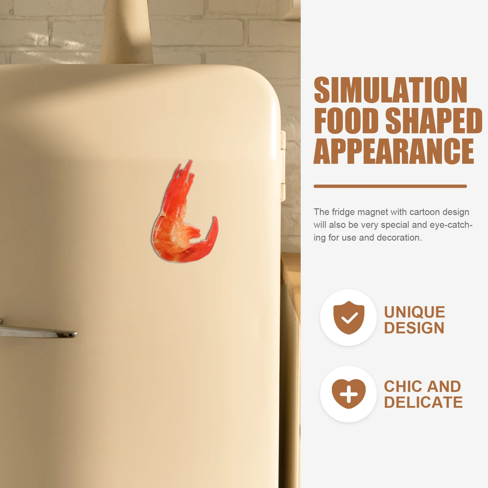 

2pcs Refrigerator Magnets Food Design Cartoon Shrimp Stickers Kitchen Fridge Decorative Household Adorable Preschool