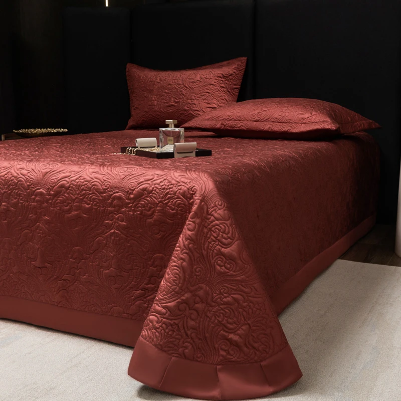 

Luxury Lyocell Soft Silky Embossing Quilted Bedspread, Summer Mat, Bed Cover, Mattress Topper Coverlet, Bed Sheet, Pillowcases