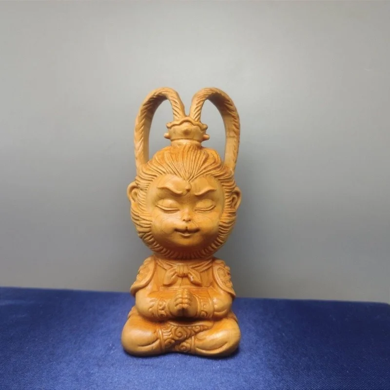 

Taihang Thuja Sutchuenensis Wood Carving Qi Tian Da Sheng Ornaments Sun Wukong Meditation Da Sheng Meditation Creative Solid Woo