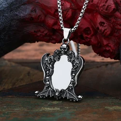 Good Polished 2024 New Creative Mirror And Skull Pendant Necklace For Man Women Personality Charm Jewelry Punk Rock Jewelry