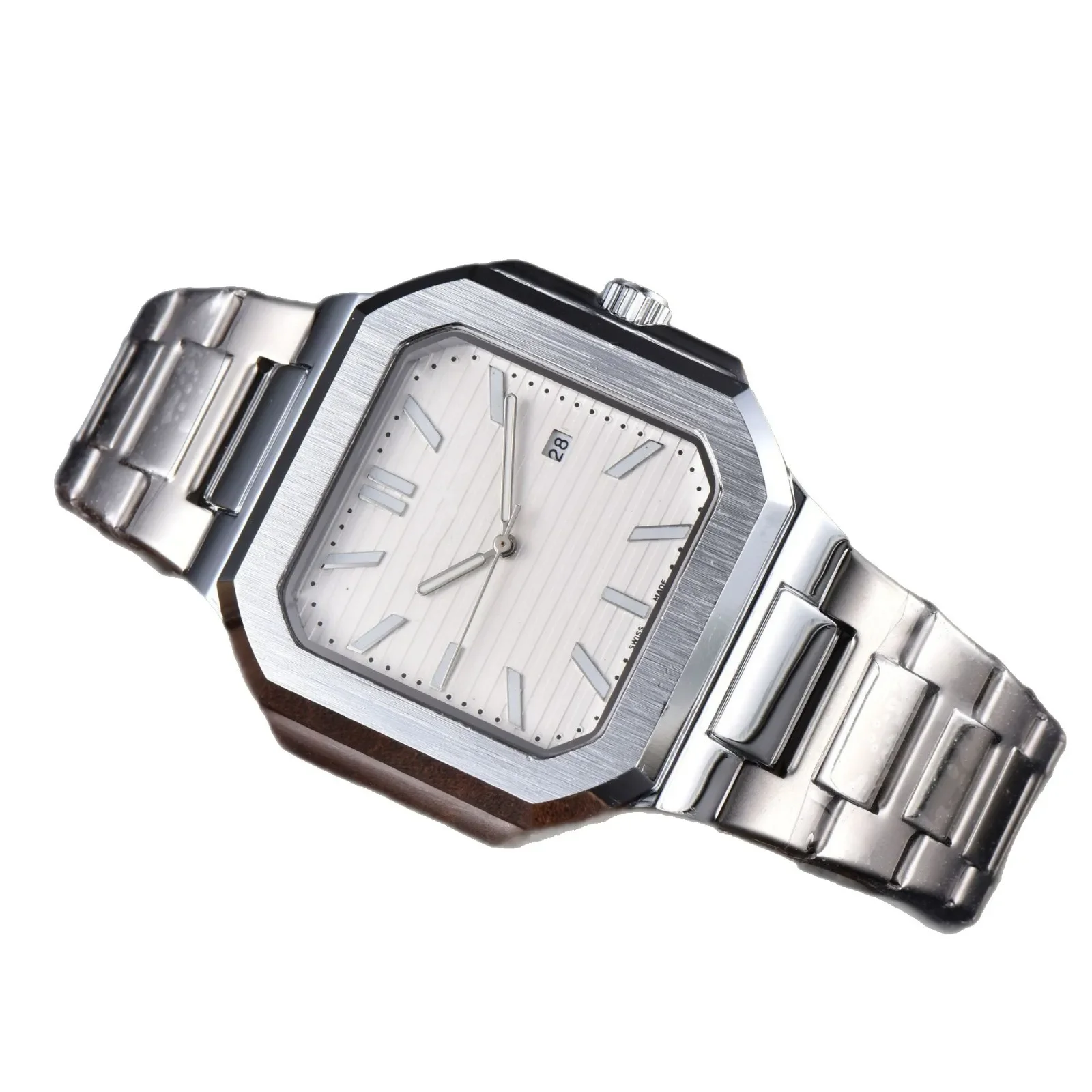 Sports Stainless Steel Quartz Watch Square Steel Case Blue Aseptic Watch Automatic Movement NH Fashion Date Gift Men's Watch