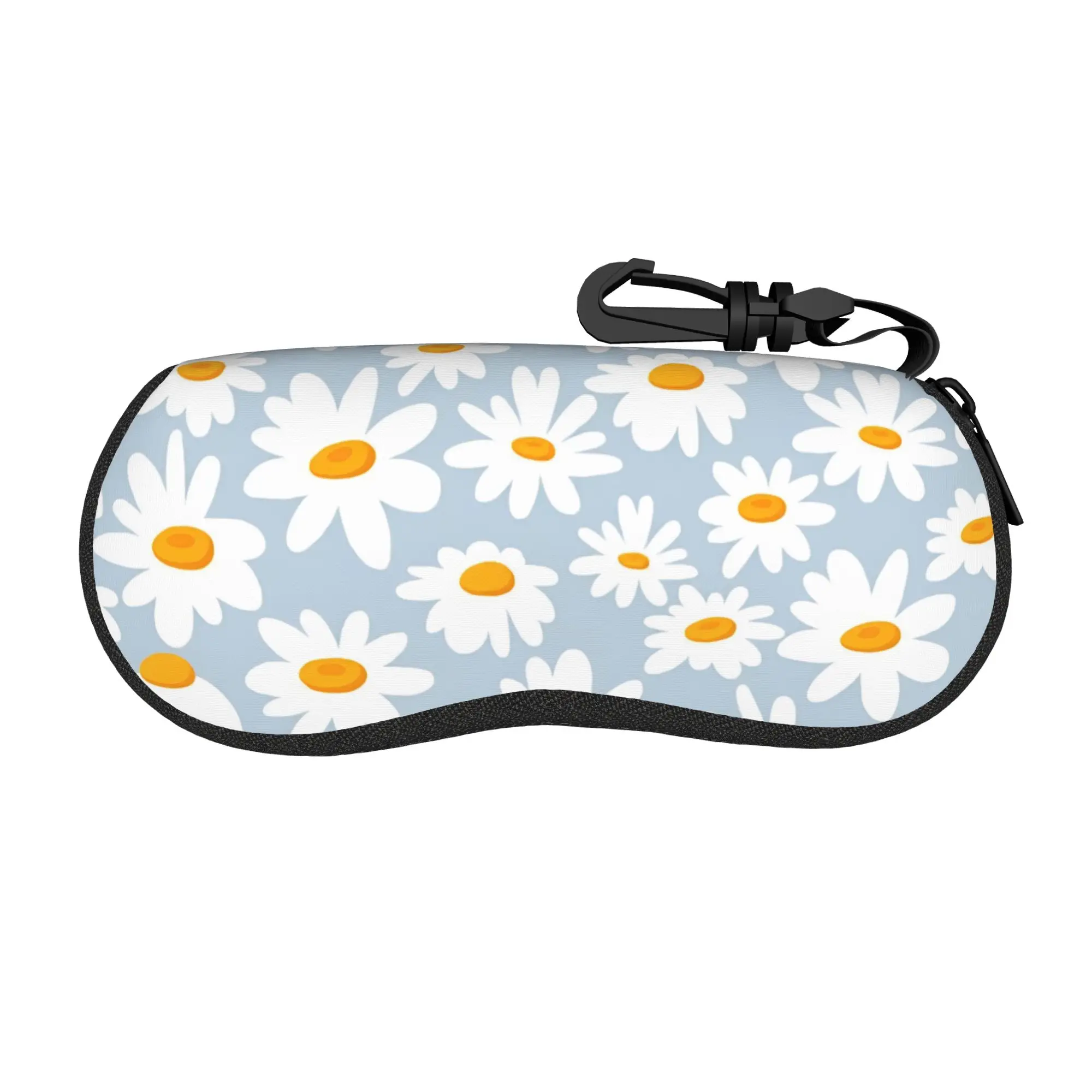 Harajuku Daisy flower Glasses Case Convenient Zipper  Glasses Box Anti-Pressure Eye Contacts Case
